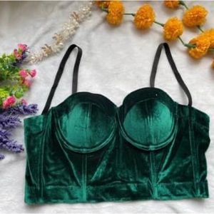 Croset Crop Top (velvet green)